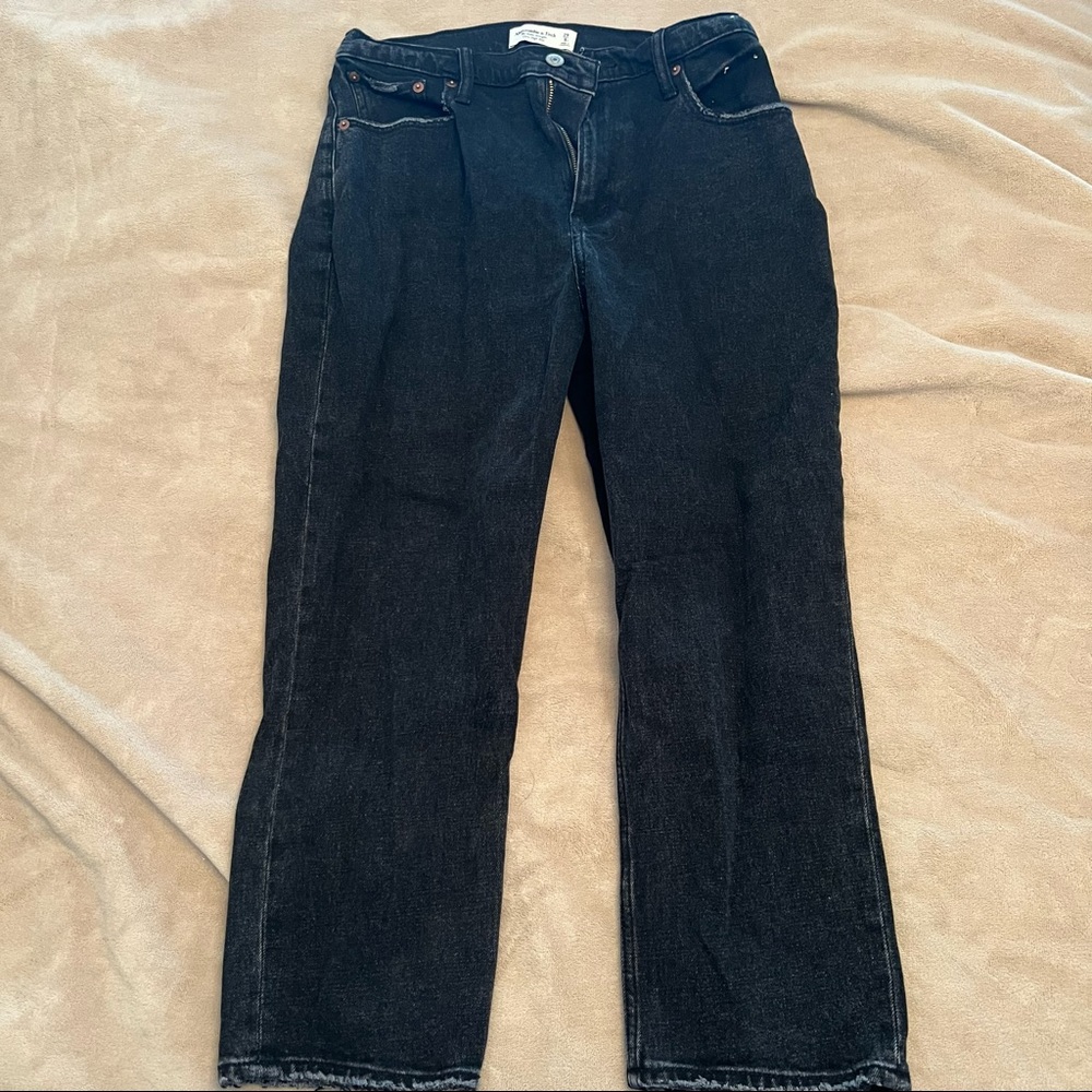 Abercrombie Black Ankle Straight Ultra High Rise Jeans